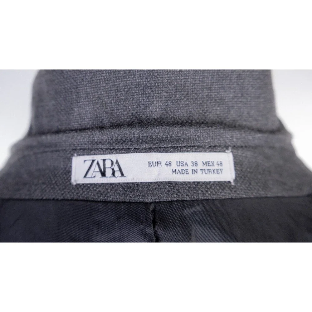 Zara Bazer Mens Sz 38 Solid Gray One Button Sport Coat Jacket Blazer Poly Blend